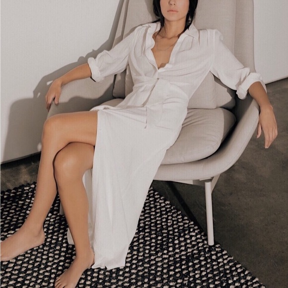 BROCHU WALKER The Madsen Maxi Dress White Tie Front Size Medium - Picture 2 of 7